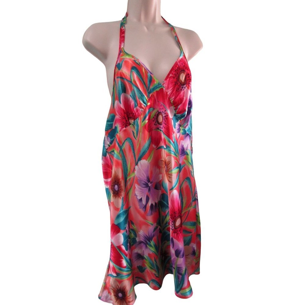 Vintage Inner Most Tropical Halter Chemise Negligee Ladies Med GUC USA Made
